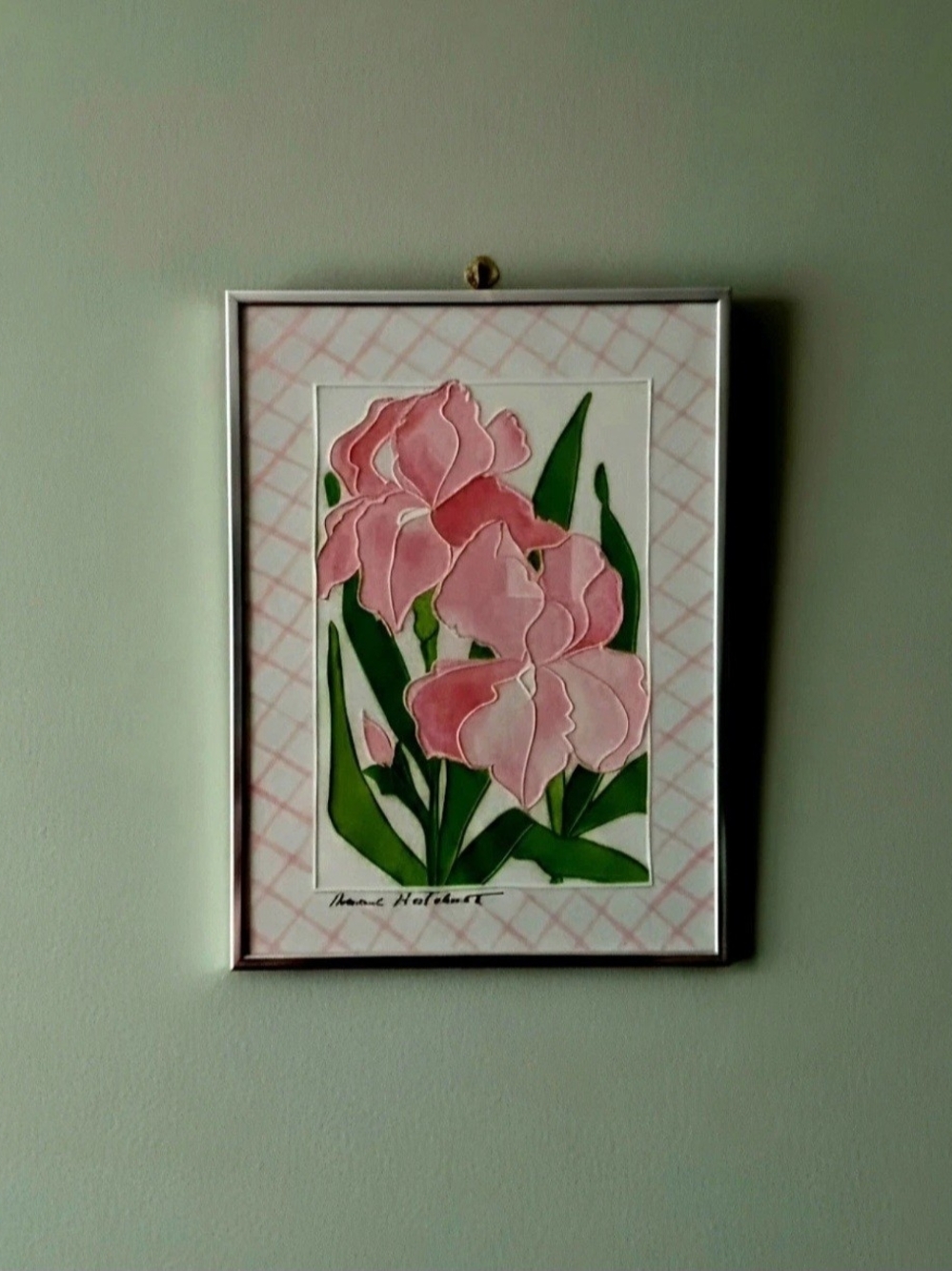 1970's Floral painting by Sharie Hatchett Bohlmann vibrant bouquet 9.5"×12.5"